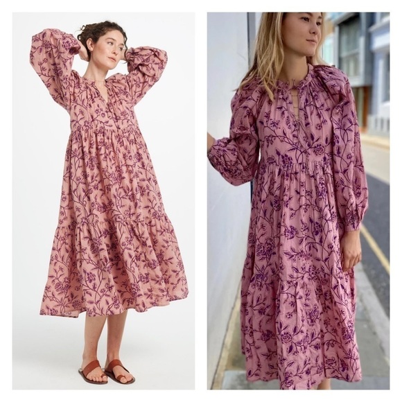 MATTA The Jaya Midi Dress Birdsong Mauve Floral XS - Picture 5 of 13